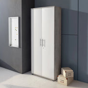 Saponara, Armadio Multiuso 2 Ante Cassetti, 79x188h cm Grigio Cemento