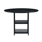 Tavolo da pranzo rotondo con doppio ripiano e struttura in metallo per sala da pranzo; in MDF nero; 107 cm