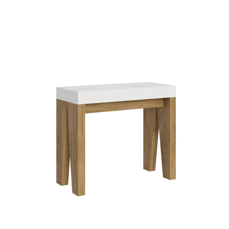 Consolle allungabile 90x40/196 cm Naxy Mix Small piano Bianco Frassino - Bianco Frassino/Quercia Natura