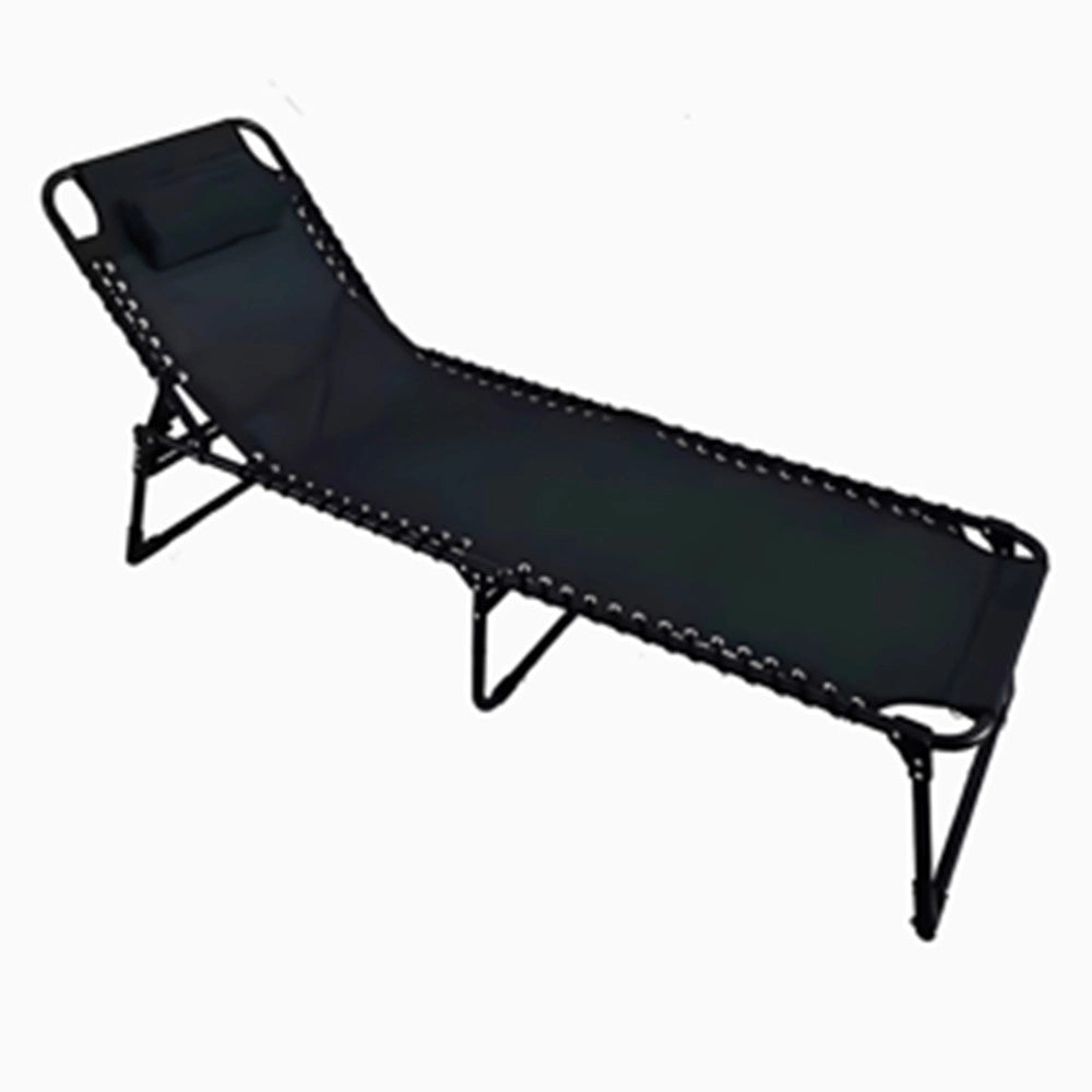 Trade Shop - Lettino Prendisole Sdraio Senza Parasole In Textilene Nero Reclinabile Giardino 483010 -
