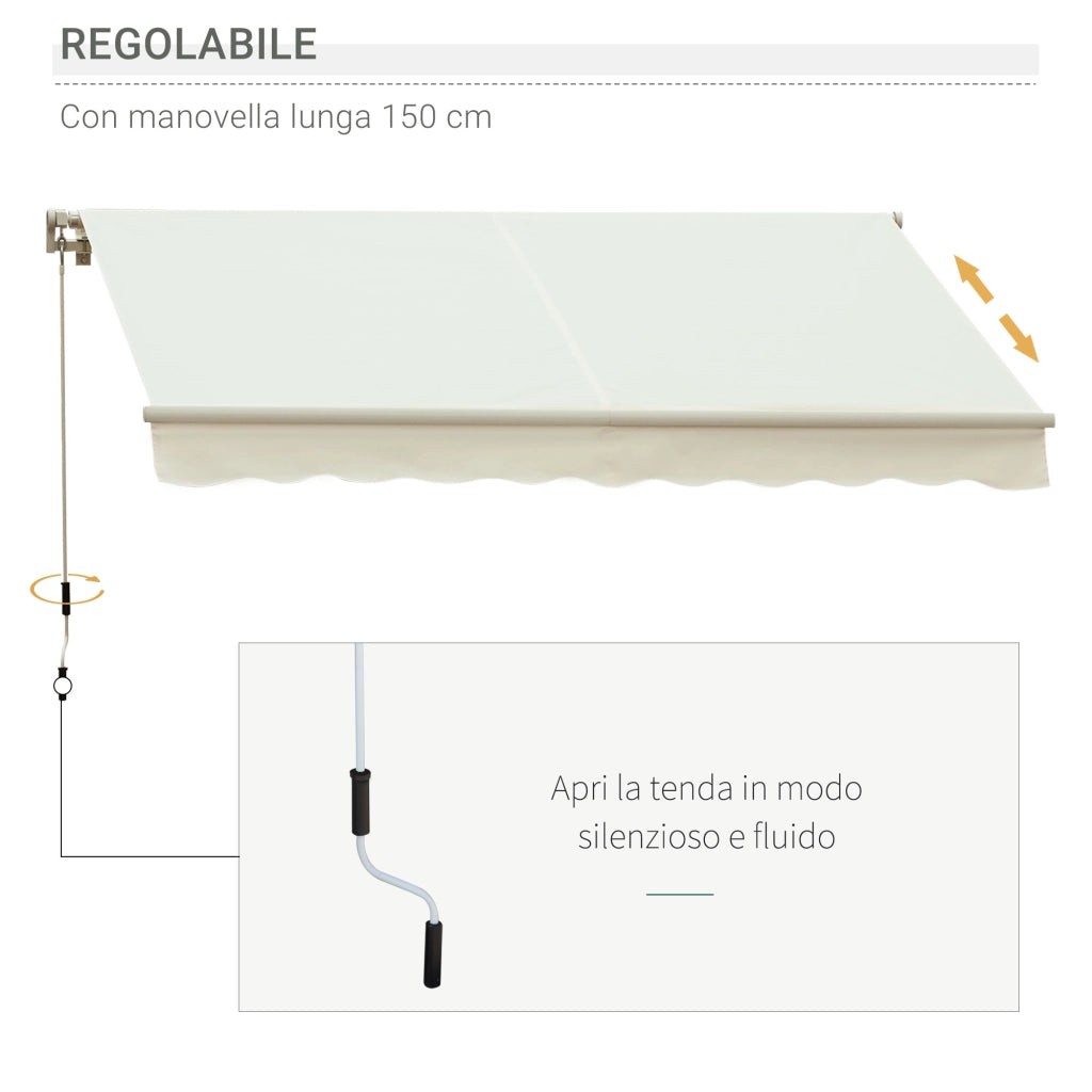 Tenda da Sole Avvolgibile a Caduta ¨C zephmum ¨C Bianco Alluminio Poliestere 3x2.5 m