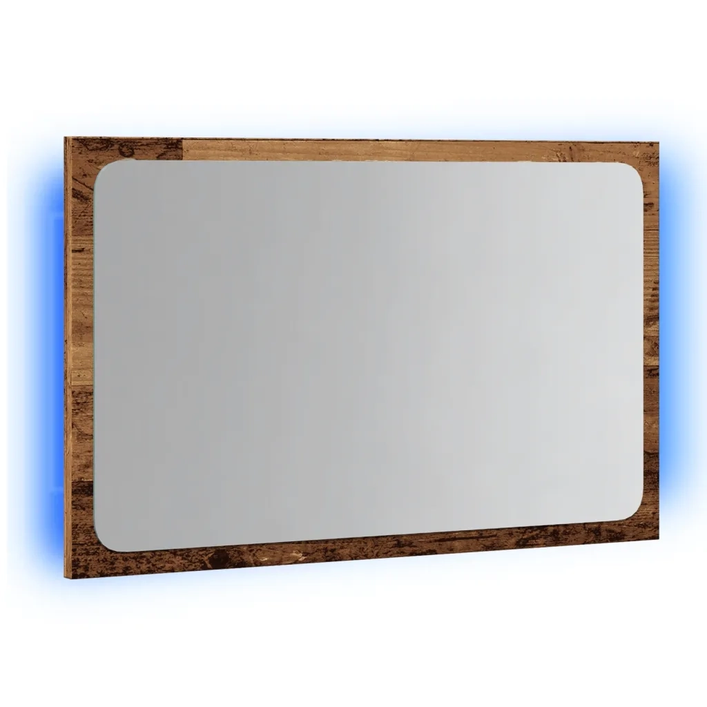 Specchio da Bagno con Luci LED Legno Antico 60x8,5x38 cm 856265