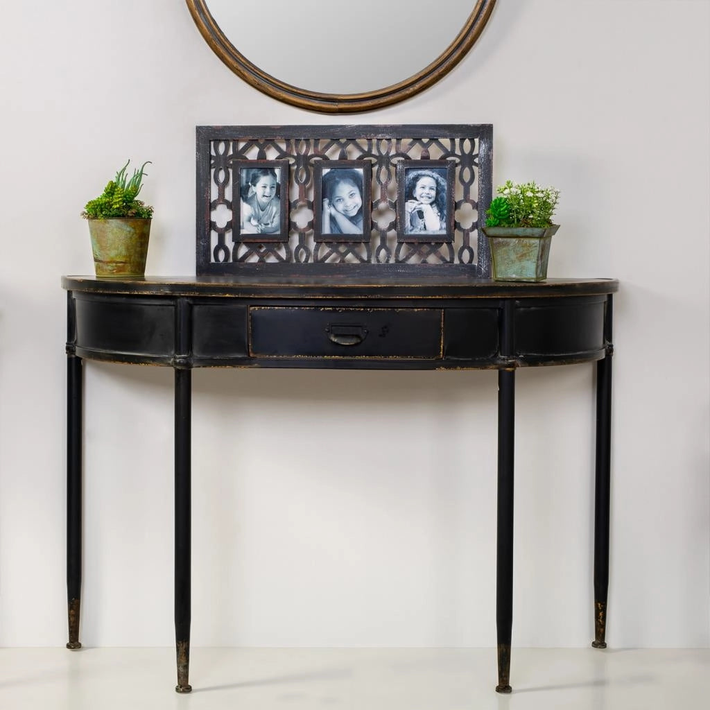 Mobile da ingresso in metallo nero 120x44x80h