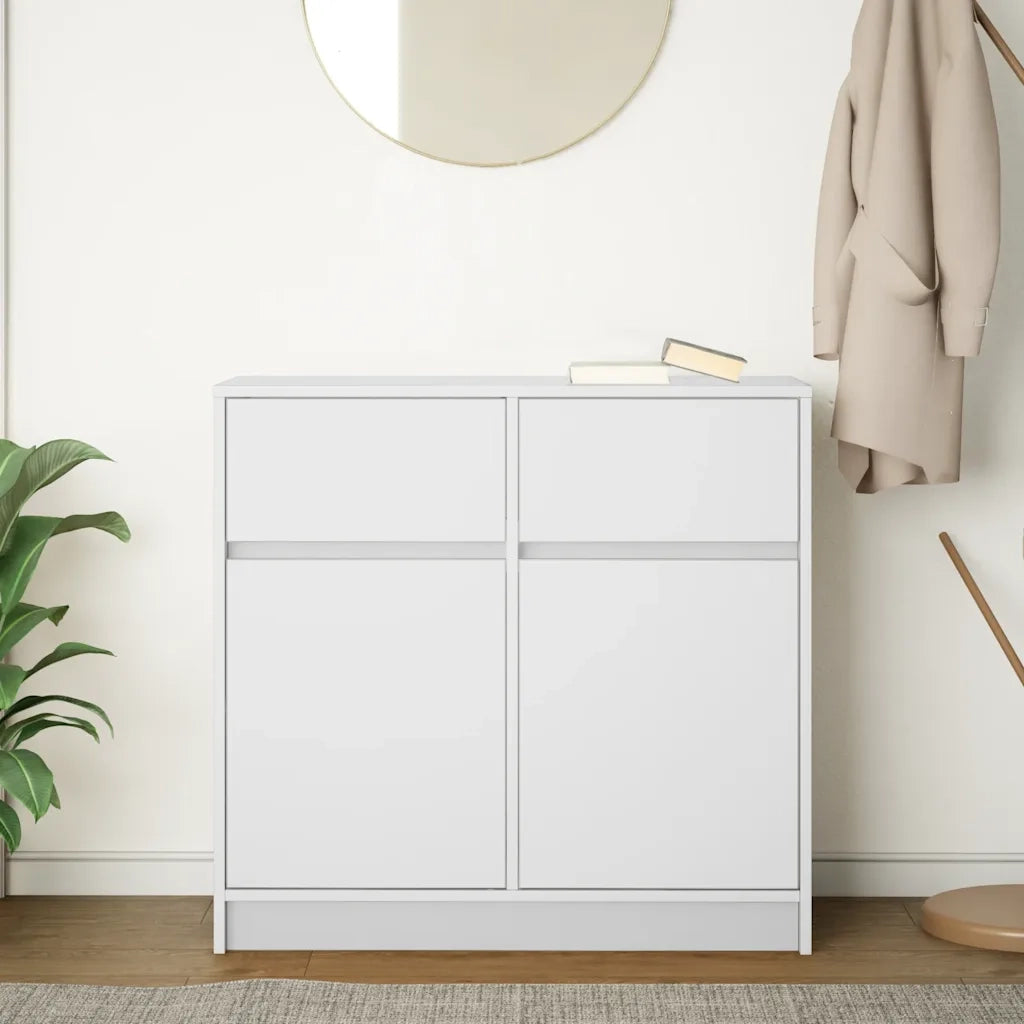Credenza con Cassetto Bianco 80x34x76 cm in Legno Multistrato 861535