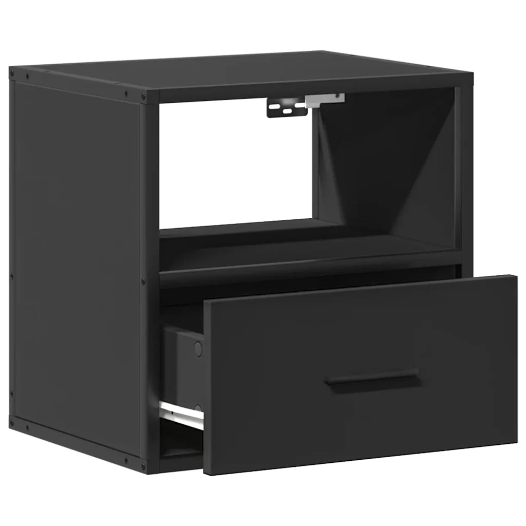 Set di 2 Comodini | Armadio da Notte | Mobiletto da notte a Muro Nero 40x31x39,5 cm