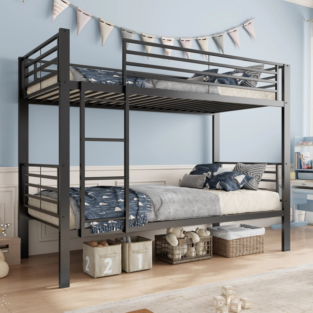 letto a castello metallo nero 90 x 200 cm