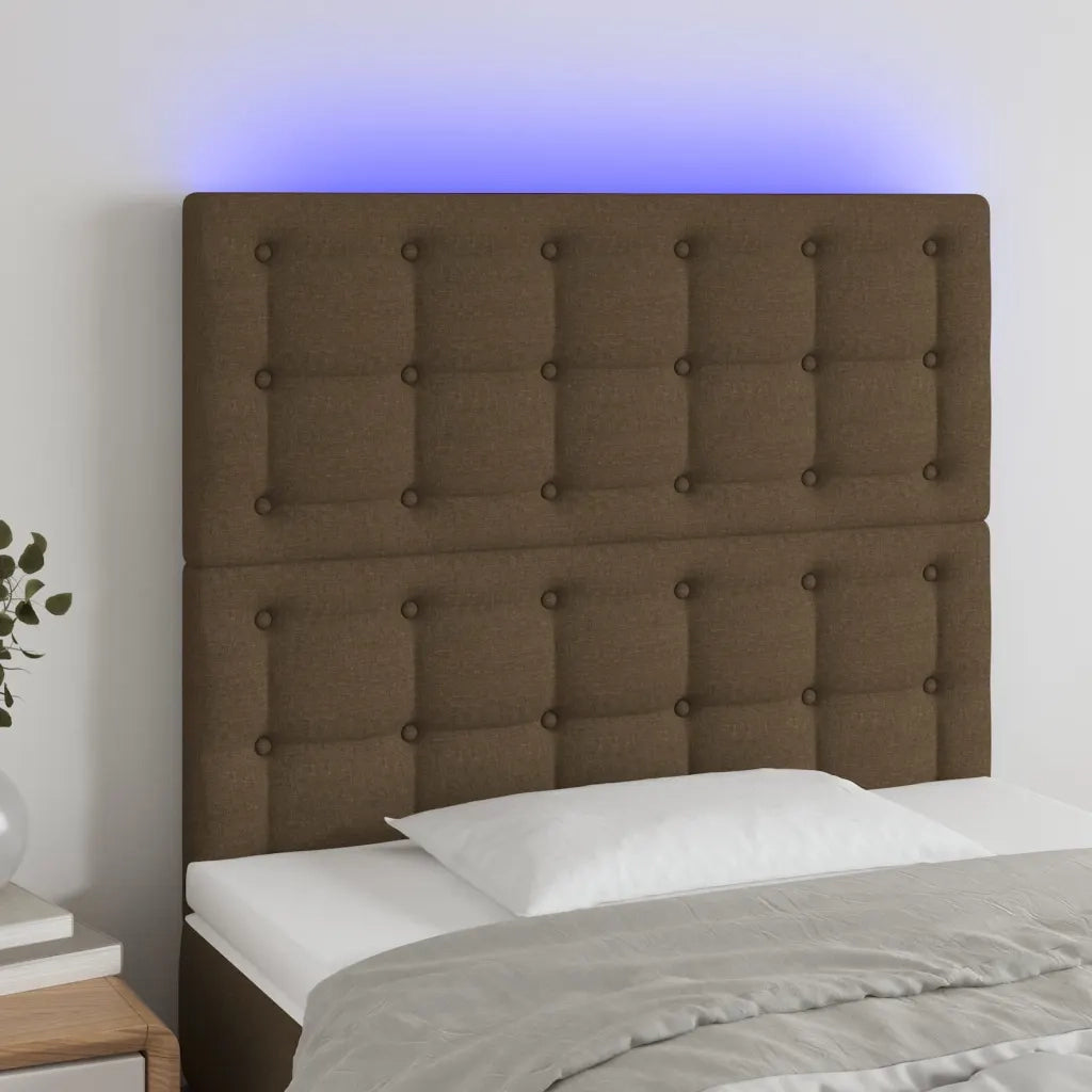 Testiera | Testata a LED Marrone Scuro 100x5x118/128 cm in Tessuto
