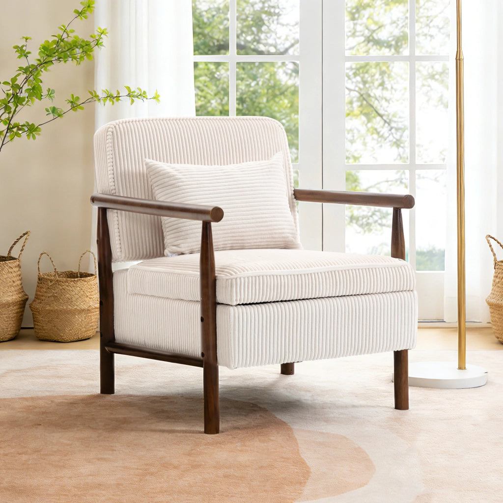 POLTRONA con vano contenitore 70,5x62x33 cm in velluto bianco