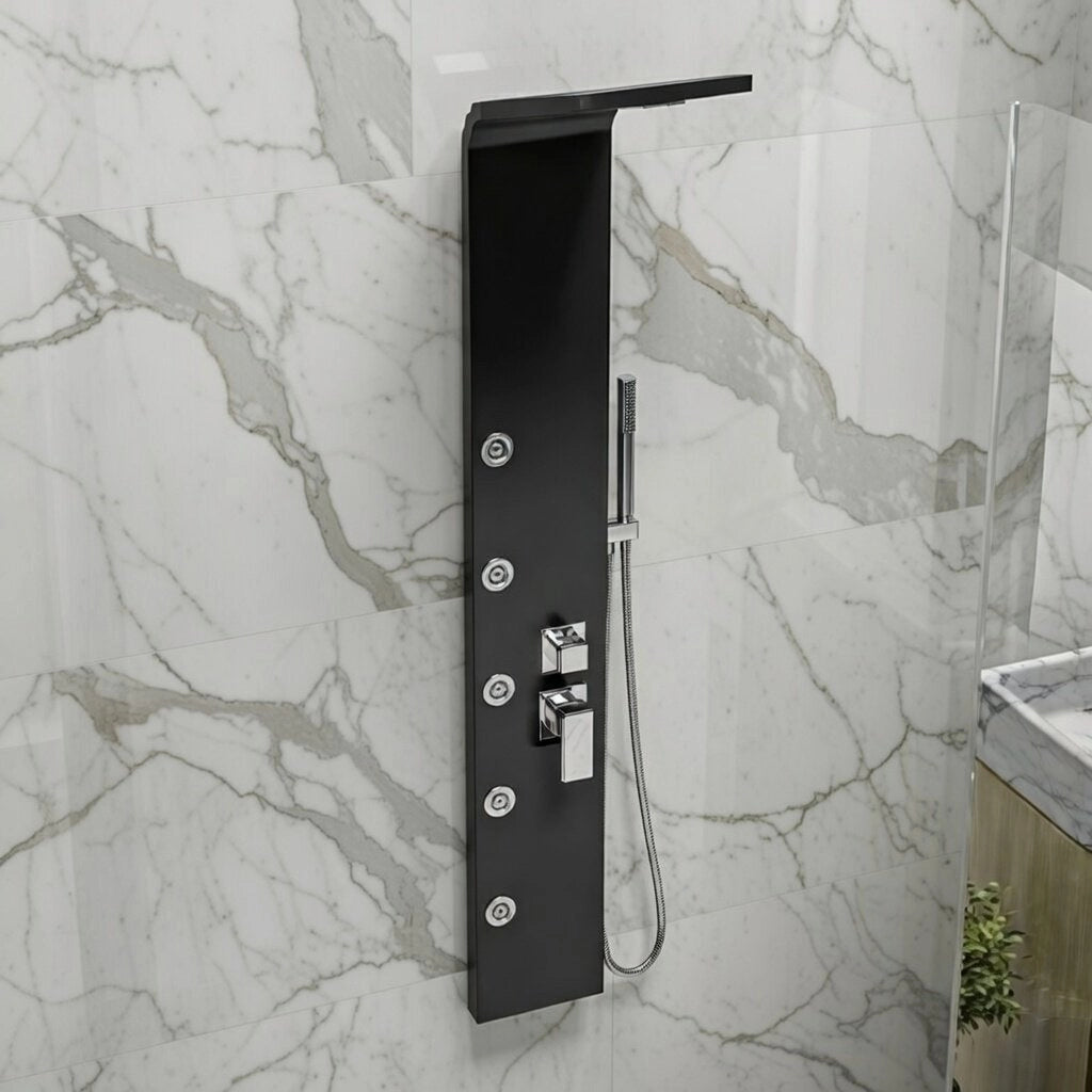 Colonna doccia pannello idromassaggio effetto cascata YH8123 NIZZA - Nero