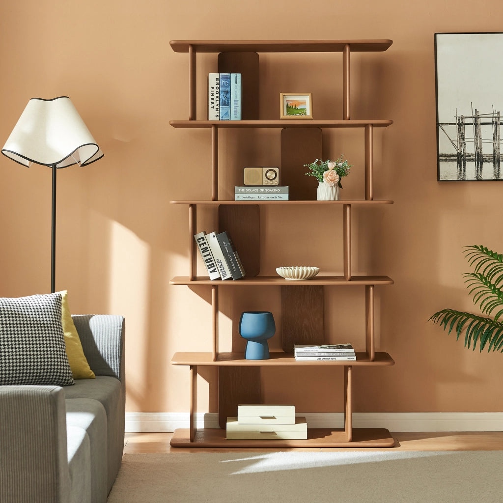 Libreria Gäljami con 5 Ripiani Aperti 180 x 100 x 35 cm - Effetto Noce [en.casa]