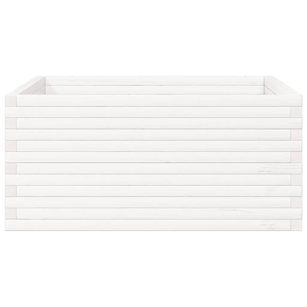 Fioriera da Giardino Bianca 100x100x46cm Legno Massello di Pino