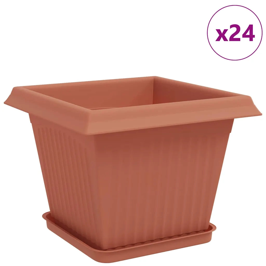 Vasi per Piante 24 pcs Rosso Mattone 28,5 x 28,5 x 22 cm