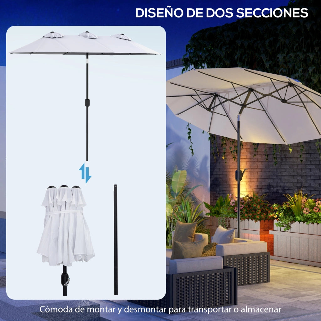 Ombrellone da Giardino Doppio ¨C zephmum ¨C Crema 295x152x222 cm
