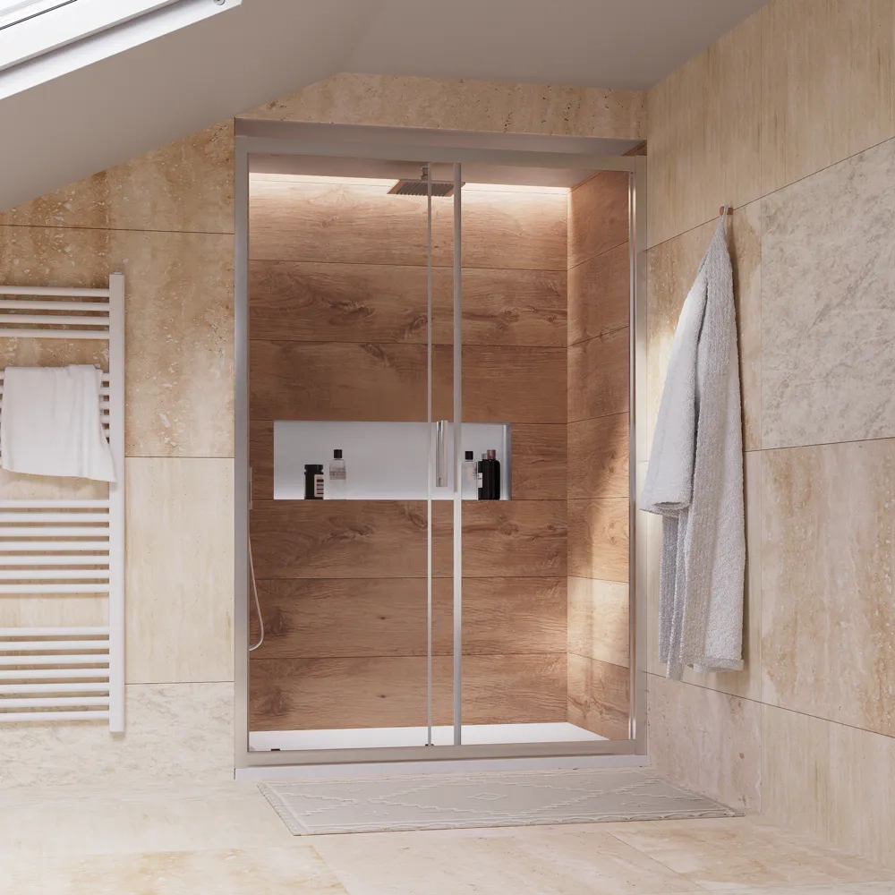 Porta doccia 130 cm scorrevole reversibile vetro 6mm trasparente h180cm | Sicily