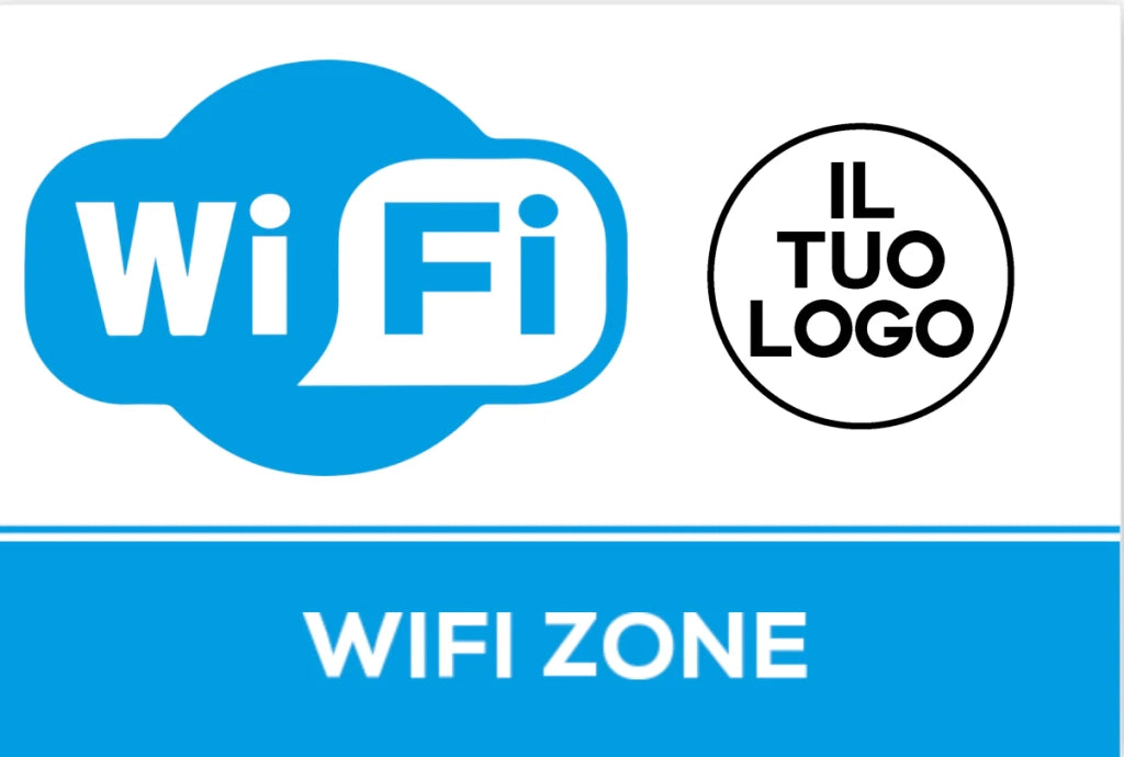 Adesivo Segnaletica WIFI ZONE personalizzato Varie Misure - Lato interno - 15 x 10