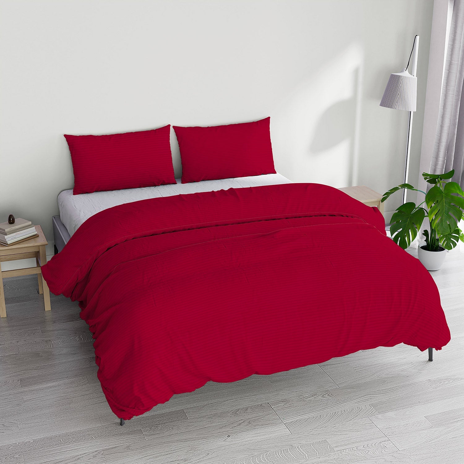 Copripiumino Matrimoniale con Sacco e Federe in Raso di Poliestere Bordeaux