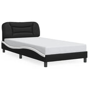 Letto singolo | Letto per adulti | Giroletto senza Materasso Hvar Nero e Bianco 100x200 cm in Similpelle