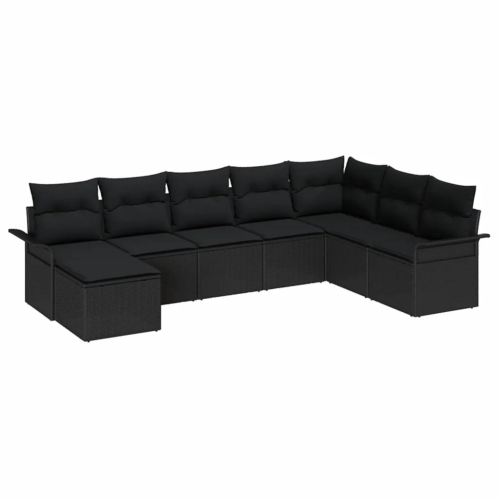 Set Divano da Giardino con cuscino 8 pcs Nero Poly Rattan 3354152