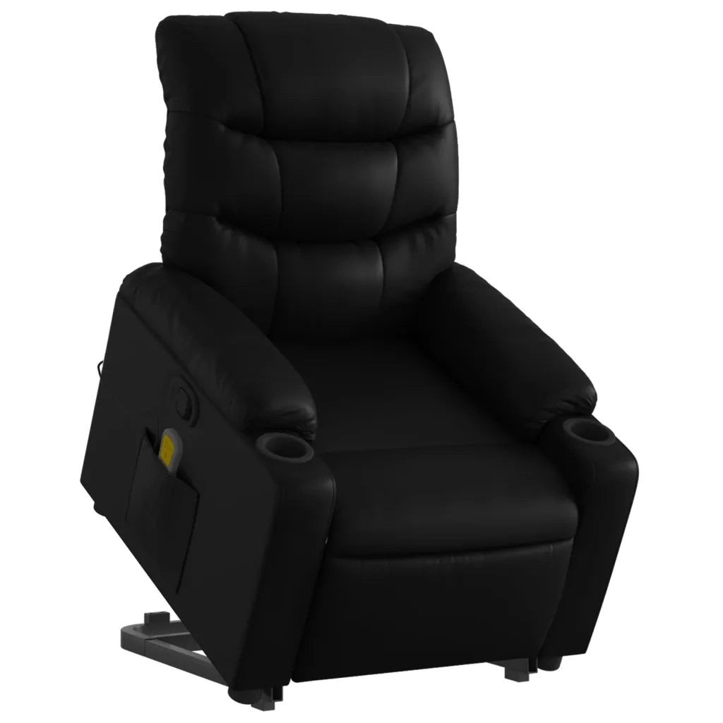 Poltrona | Sedia Relax Alzapersona Reclinabile Massaggio Nero Similpelle