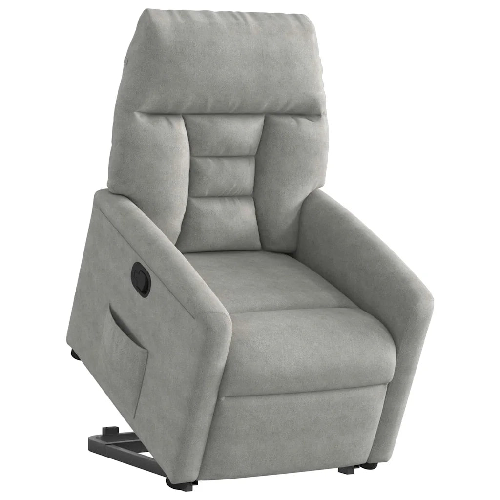 Poltrona Alzapersona Reclinabile Grigio Chiaro Microfibra 3303088
