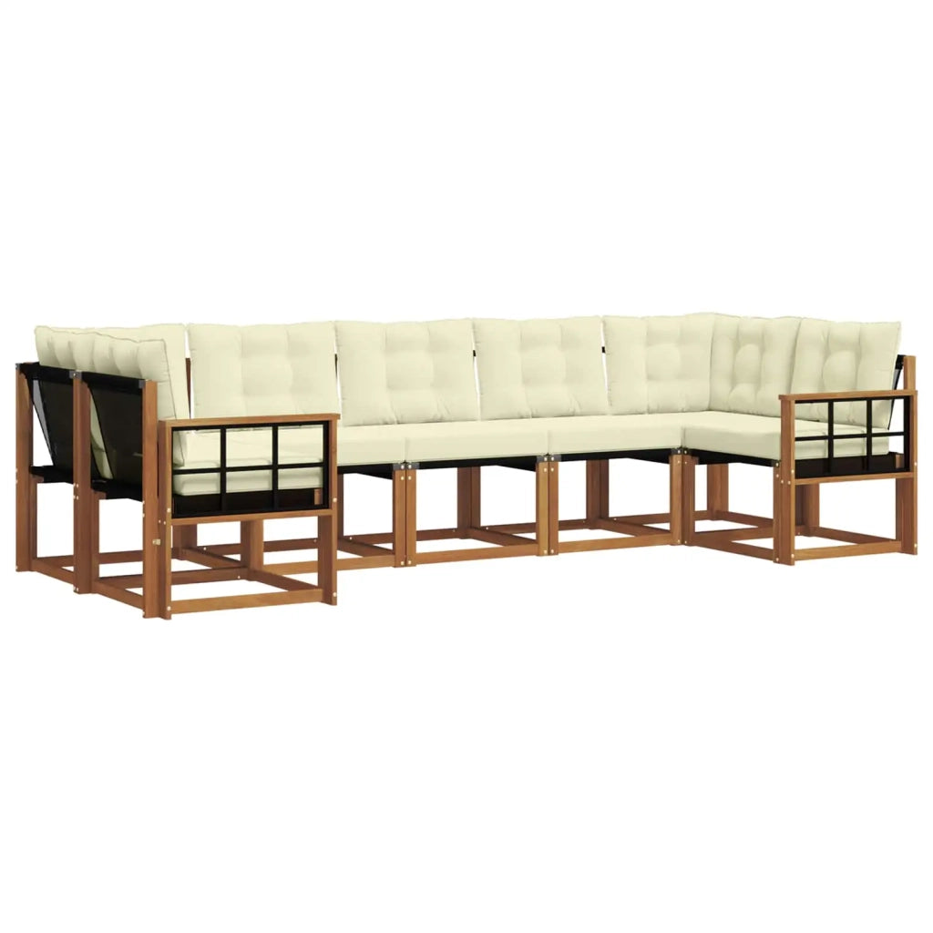 Set di divani da esterno con cuscino 7 pcs Naturale e Crema