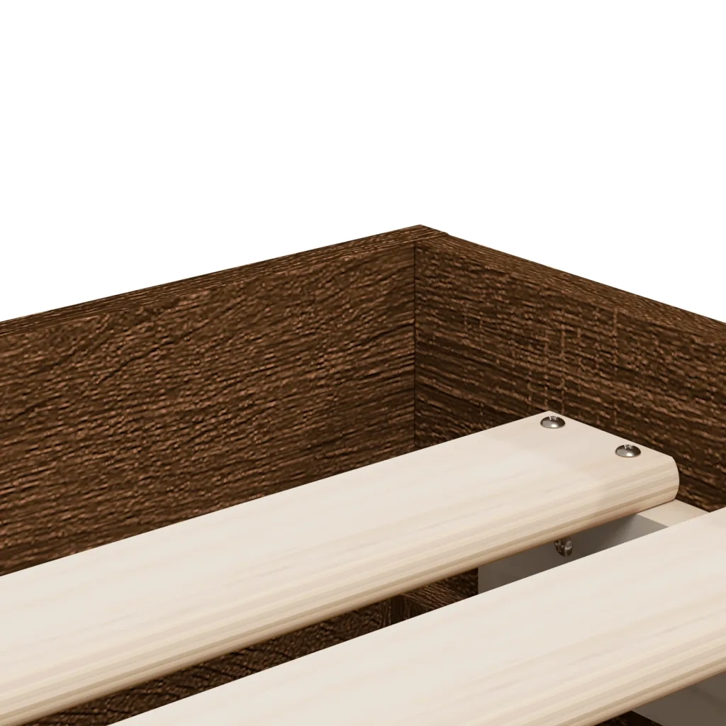 Giroletto Cassetti-Struttura Letto con contenitore Rovere Marrone 90x190 cm Legno Multistrato 229573
