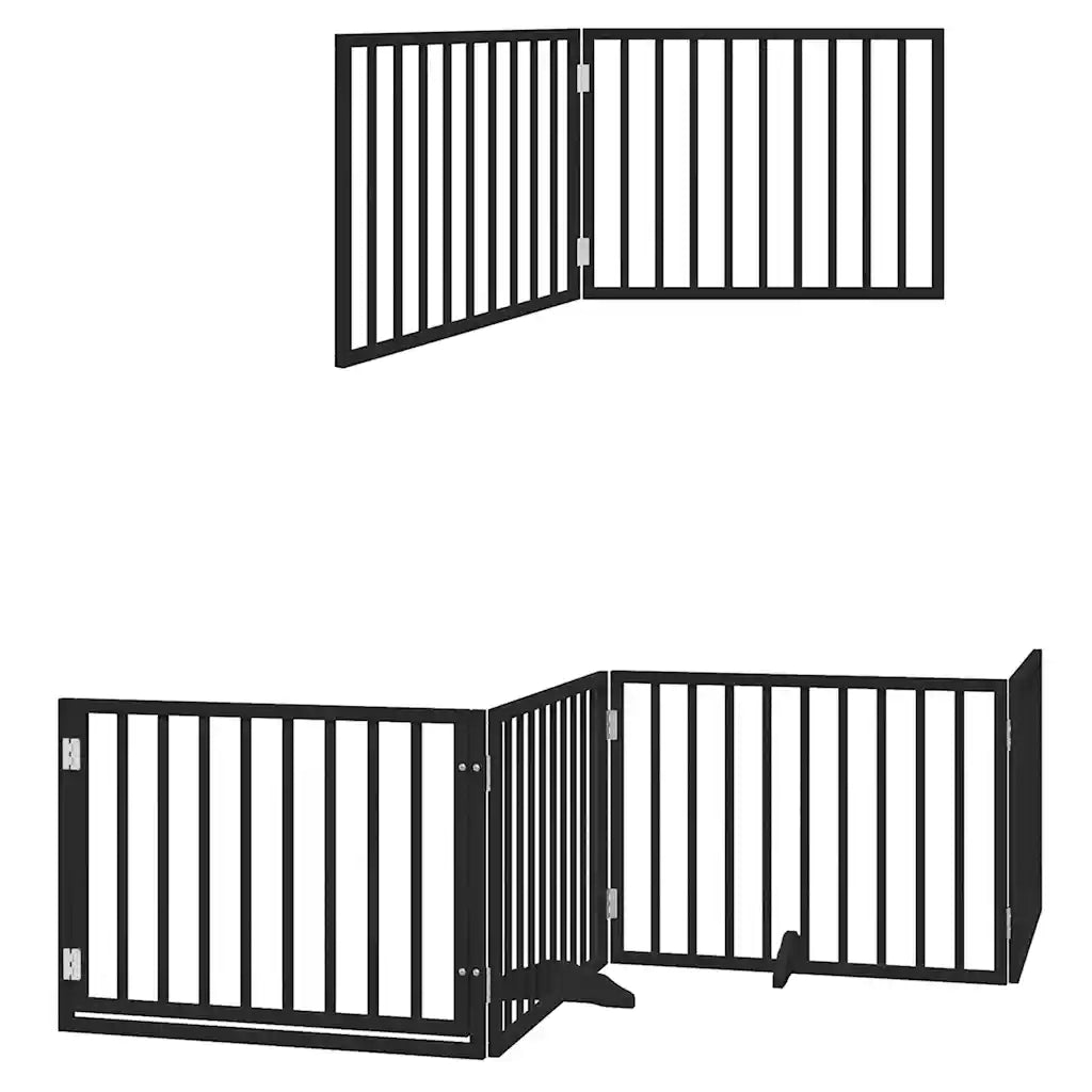 Cancello per Cani Porta Pieghevole Nero 6 Pannelli 480cm Pioppo 3155569