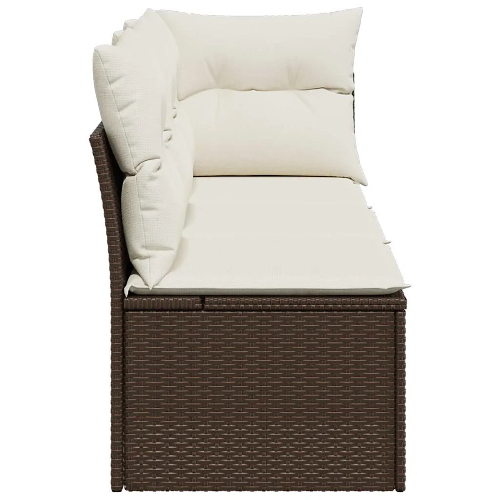 Divano da Giardino a 3 Posti con Cuscini-Sofa da Giardino-Divano da esterno in Polyrattan Marrone</em>