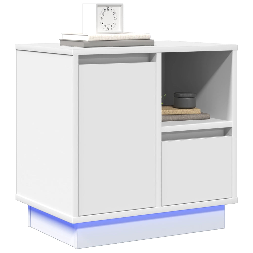 Comodino con LED Bianco 50x34,5x50 cm