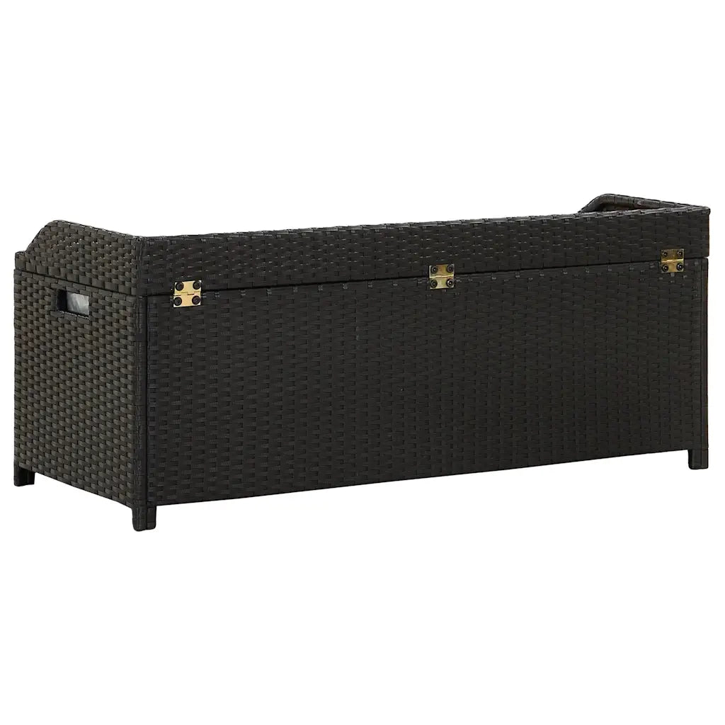 Panca da Giardino con Vano Portaoggetti 120 cm Polyrattan Nera