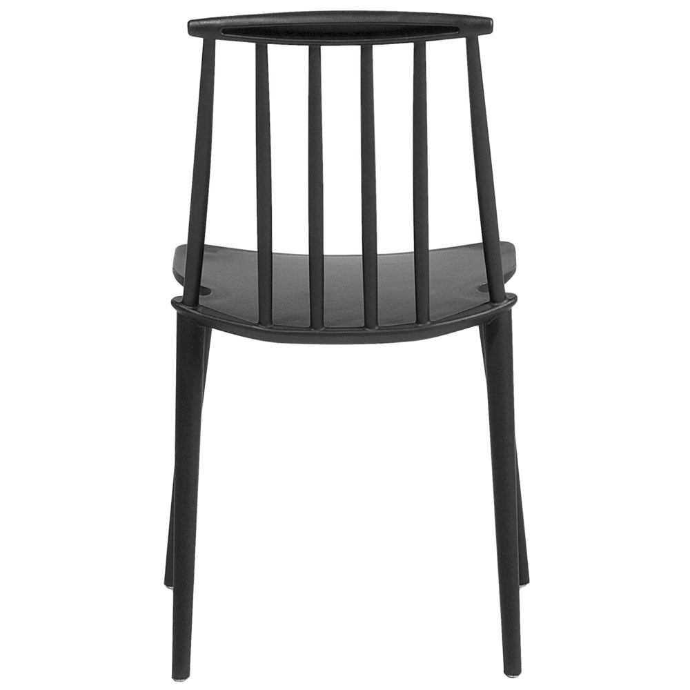 Set di 2 sedie da pranzo in materiale sintetico Nero con schienale a doghe senza braccioli dal design tradizionale