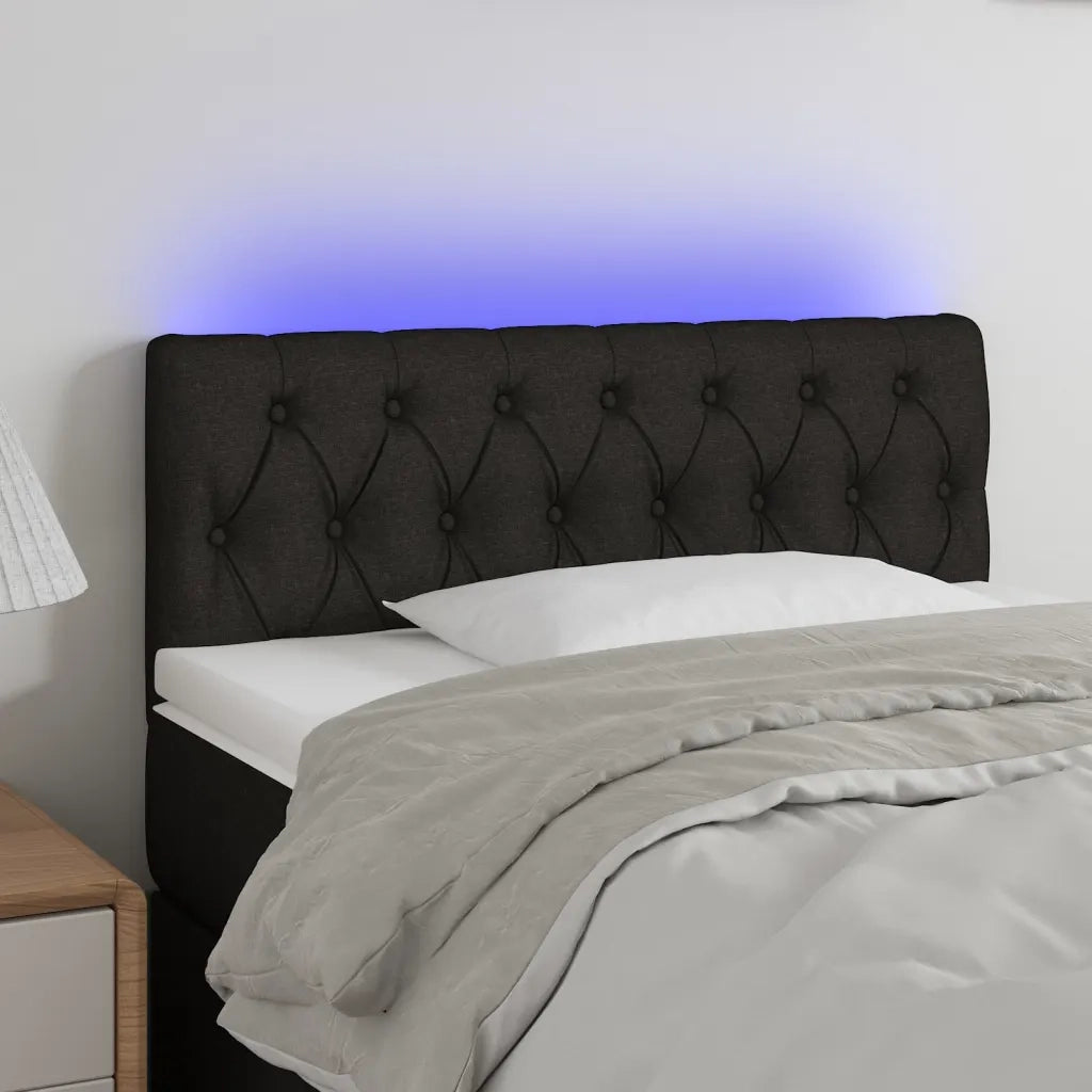Testiera a LED-Testata con LED Nera 100x7x78/88 cm in Tessuto