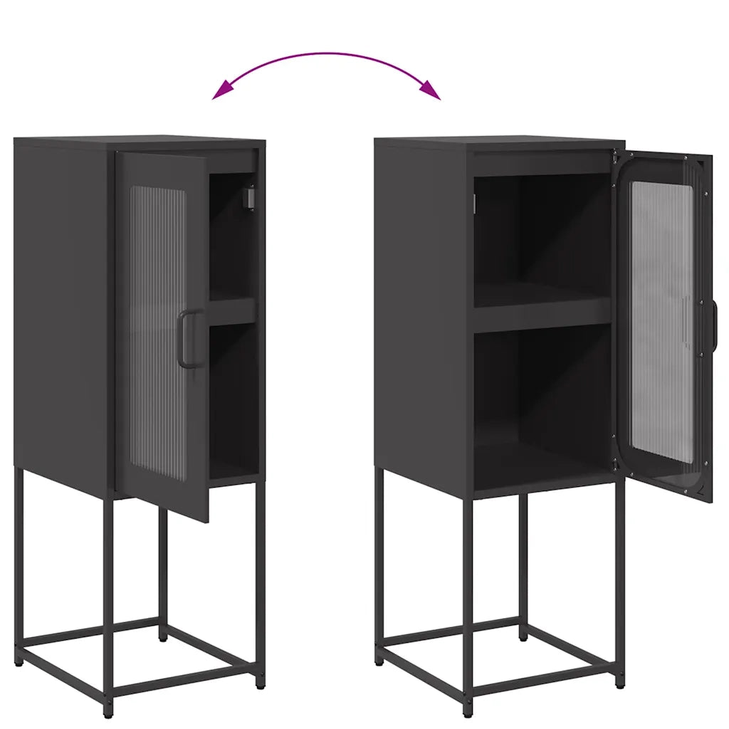 Credenza Nera 36x39x107 cm in Acciaio Laminato a Freddo 853398