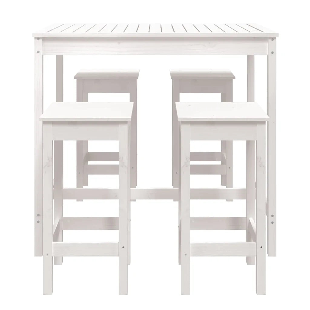 Set Bar da Giardino 5 pz Bianco in Legno Massello di Pino 3154746