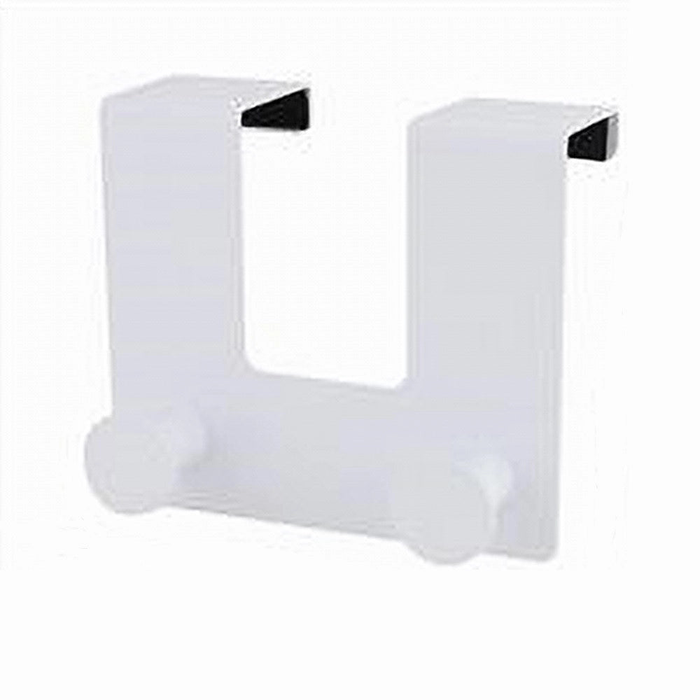 Trade Shop - Appendiabiti Da Porta Con 2 Ganci 12.5x11.5 Cm Bianco Asciugamani Vestiti 87779 -
