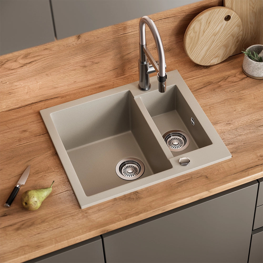 Bergström Lavello Beige 58 x 50 cm con 2 lavelli