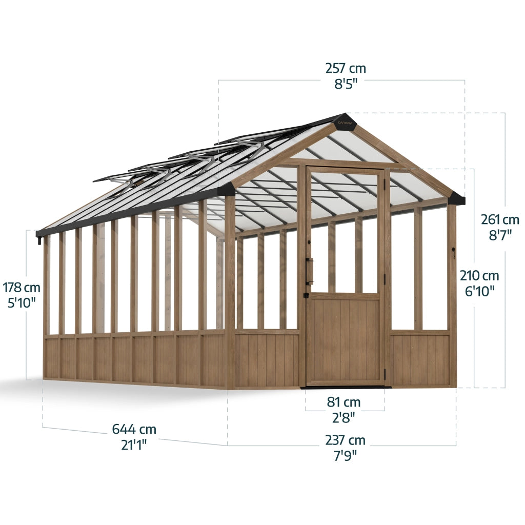 Canopia NATURA Doppio Strato Serra Da Giardino in Policarbonato  641X237.5X261 cm - Legno di cedro