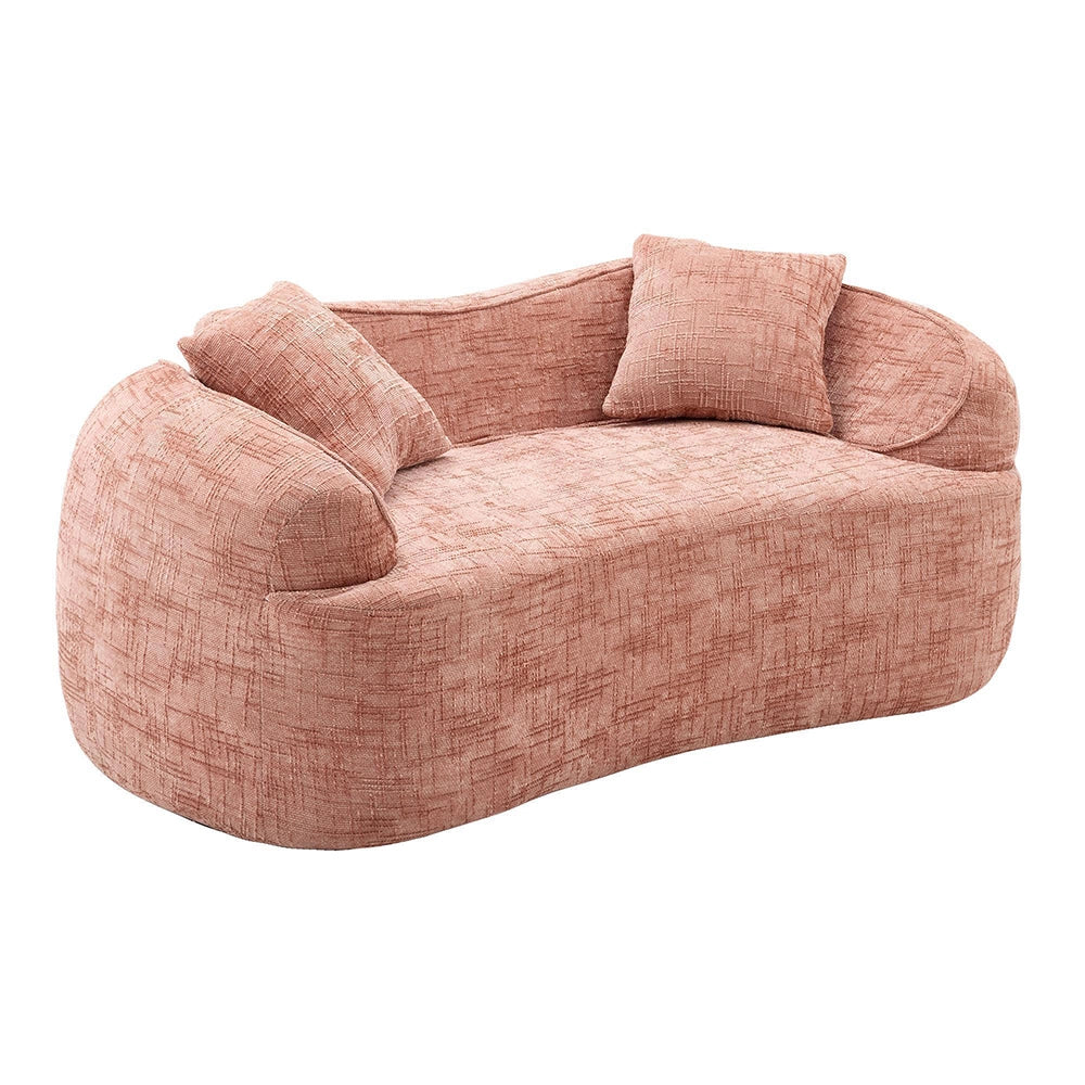 Canap¨¦ due posti curvo rosa - Xylo - Accoudoiri, 2 cuscini, colore crema, nessun assemblaggio