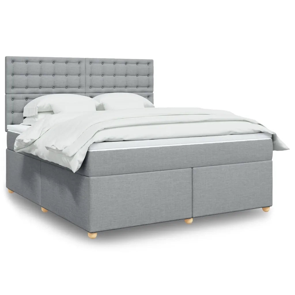 Giroletto a Molle con Materasso Grigio Chiaro180x200 cm Tessuto