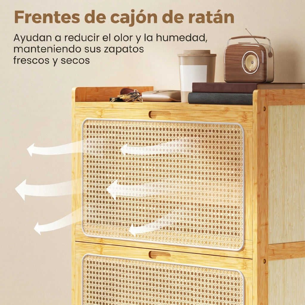Cassa per Scarpe in Bamb¨´ con 2 Cassetti ¨C Zephmum ¨C 69x29x83 cm Naturale