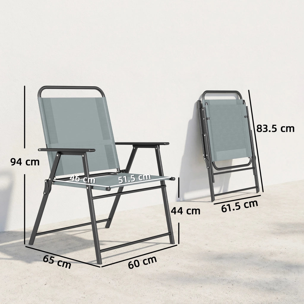 Sedia Pieghevole da Giardino ¨C Zephmum ¨C Grigio, Rete, 2 Pezzi