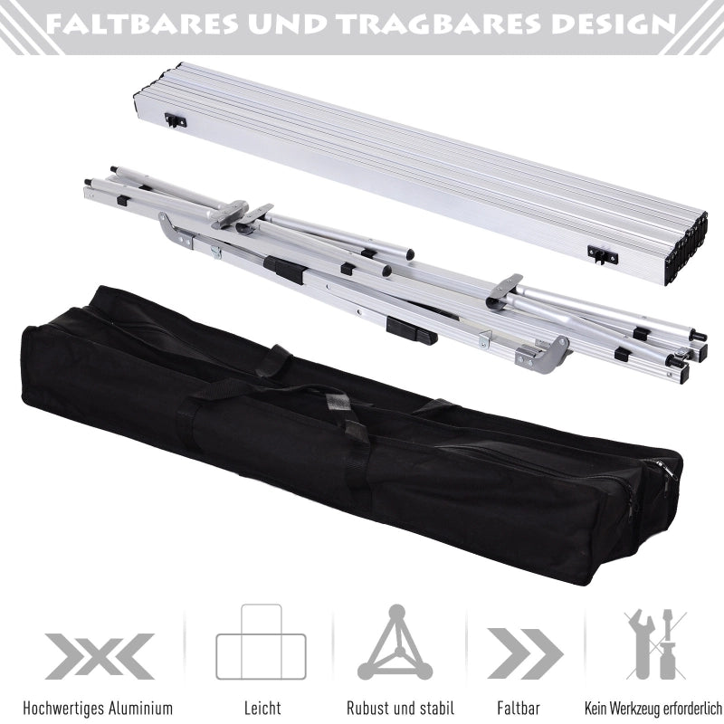 Tavolo Pieghevole da Campeggio Allungabile ¨C MINIMAL ¨C Alluminio, Argento, 120x69x59-78 cm