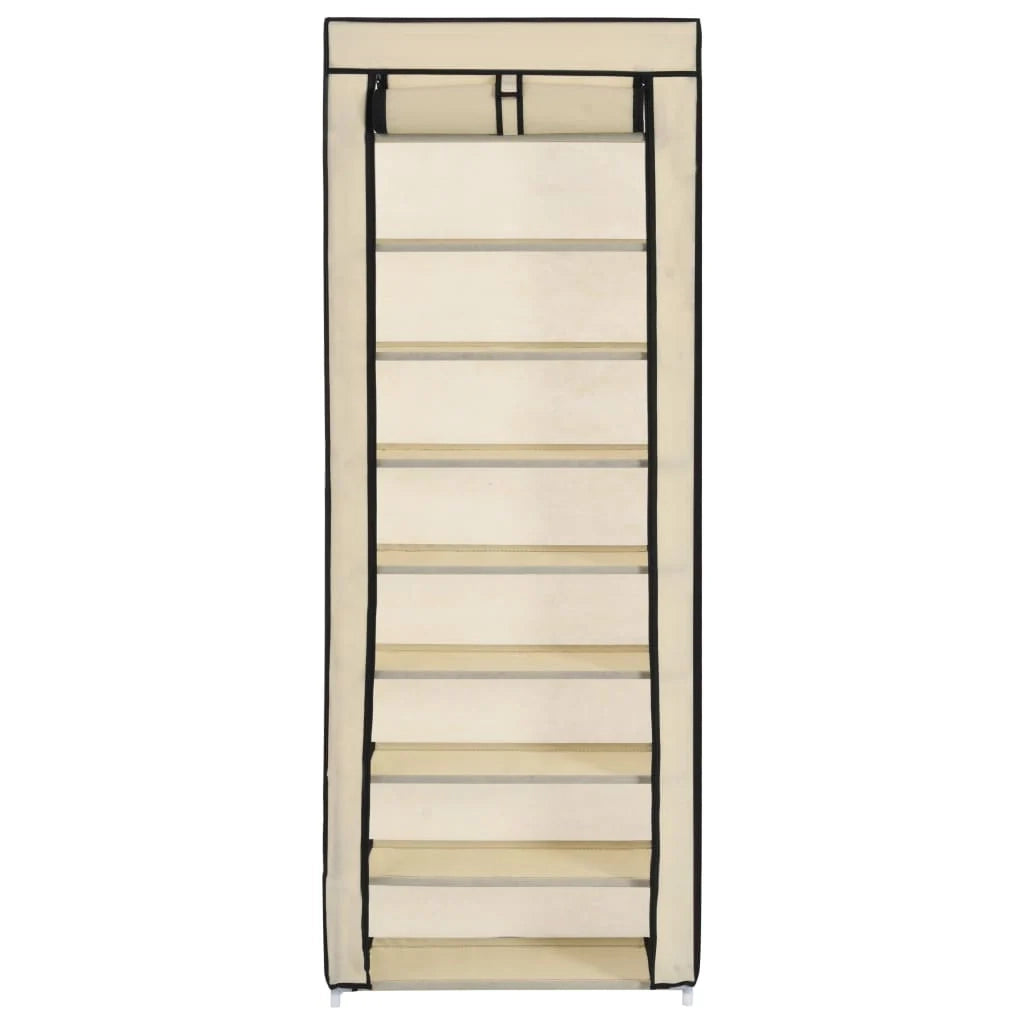Scarpiera mobile contenitore per scarpe mobile ingresso/corridoio/soggiorno con coperchio 57 x 29 x 162 cm tessuto crema 02_0021407