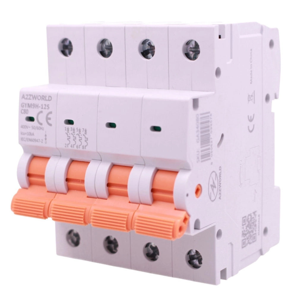 MCB Interruttore Magnetotermico Trifase 380V Curva C 4P 4M 10000A AC 400V IP20 GYM9H-125, Disponibili 80A 100A 125A (C80A)