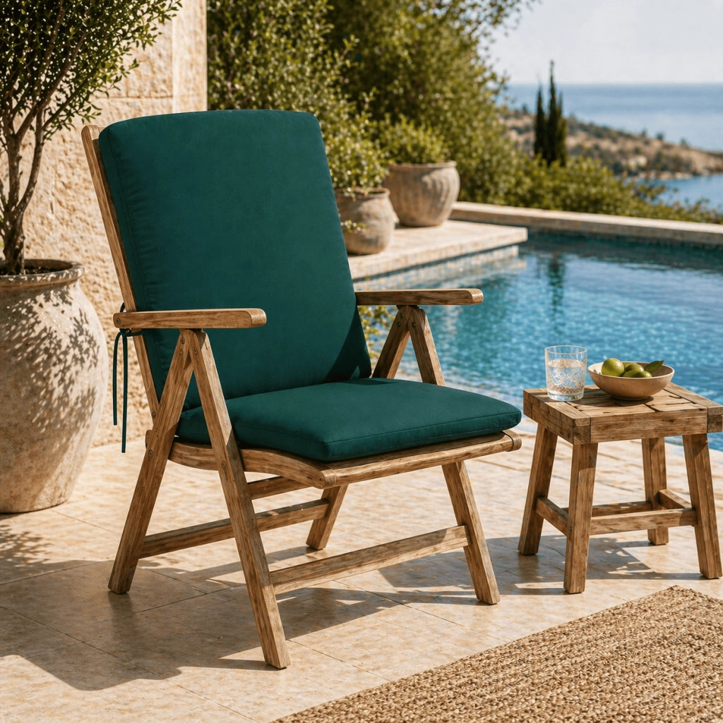Cuscino con schienale per sedia 115x50 cm con Laccetti in poliestere - Verde