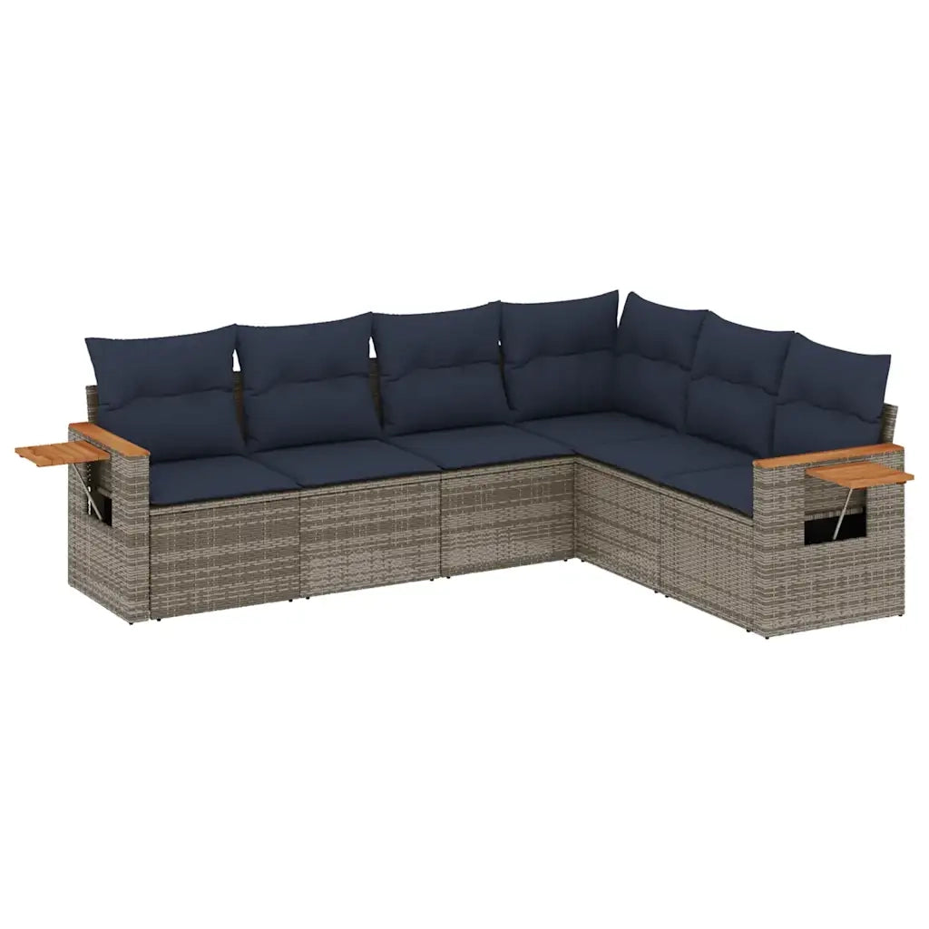 Set Divani da Giardino 6 pz con Cuscini Grigio in Polyrattan 3226845