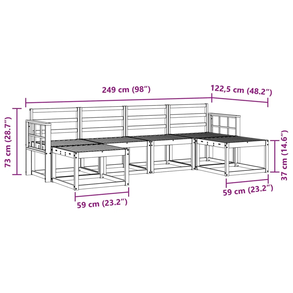 Set di divani da esterno 6 pcs Naturale Legno multistrato