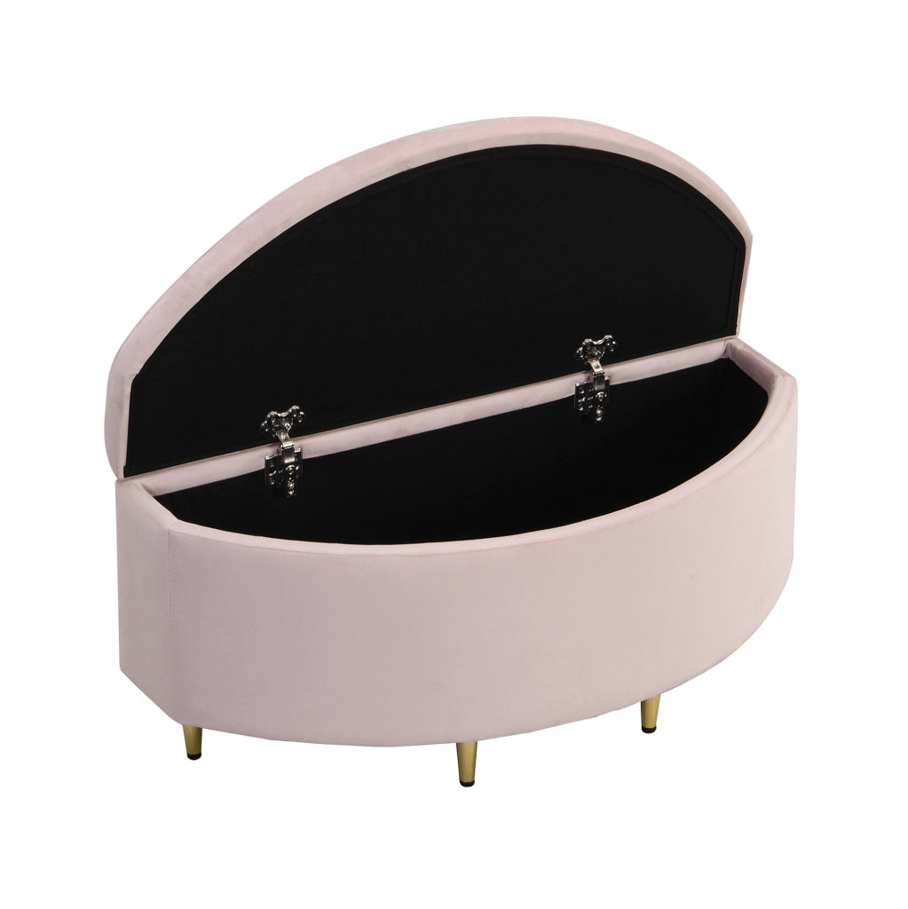 Panca contenitore 90x40x42 cm con seduta morbida in velluto rosa