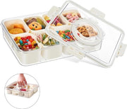 Scatola per snack con 8 contenitori, copertura, contenitore per conservazione, scatola per crisper, box per dolci, frutta e noci, BPA-free