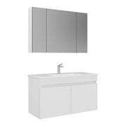 Set mobile lavabo con specchio (2 pezzi) "Tivoli 100" - 100 x 45 x 66 cm - Bianco opaco